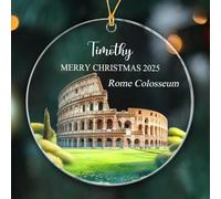 Customized Text & Name Christmas Ornament Gift for Rome Colosseum Travel Memories, Rome Colosseum Decor Xmas Ornaments, Personalized Rome Colosseum Italy Ornament Gift, Italy Lover Keepsake Ornaments