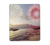 Customized The beach and fireworks at sunset Mouse Pad - Unique Design for Gaming & Office, Full-Color Print, Non-Slip Rubber Base, Perfect for Laptop & Computer Desks