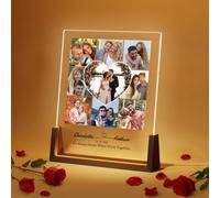 Customized Valentine's Day Gifts, Personalized Light up Photo Frame, Acrylic Night Light Customizable Any Photos, Names Date Memorial Gifts for Girlfriend, Boyfriend, Wife, Husband, Couples