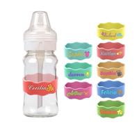 Customized Water Bottle Name Bands,Personalized Silicone Baby Bottle Labels,Reusable Waterproof Name Bands,Laser Engraved Water Bottle Name Labels,Baby's Mug Grip Strap,Suitable for Daycare