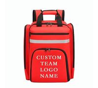 Customized Waterproof Emergency Backpack with Printed Logo Reflective Emergency Bag Rucksack AED Backpack for Home, Work, Office and School Red 1,15 inches