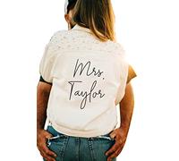 Customized Women's Pearl Denim jackets Future Mrs. Jacket Wedding Jacket Wifey Jacket Personalized, White, S