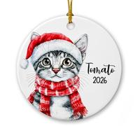 Customized Year/Name Egyptian Mau Cat Ceramic Ornament, 2024 Personalized Egyptian Mau Cat Christmas Ornament, Adorable Egyptian Mau Xmas Tree Ornament, Keepsake Gifts for Cats Mom Dad Kitten Lovers
