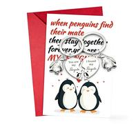 Customized 'You Are My Penguin' Keychain & Card Set - Romantic Valentine's Day Gift for Couples, Boyfriend, Girlfriend - Personalized Love Token in Red Envelope.