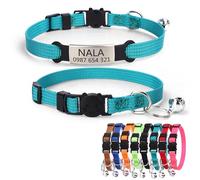 CustomizeFactory Custom Cat Collar with Bell Laser Engraving Night Reflective Nylon Cat Rope Cute Cat Small Fragmented Flower Collar Anti Loss Pet Cat Collar (Nylon)