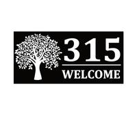 CustomizeFactory Galvanized sheet Address Sign with Rose and Life Tree Numbers (Design2)