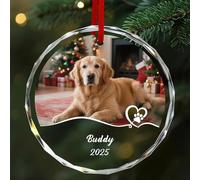 CustomKing Personalised Crystal Pets Christmas Bauble 2025 - Custom Dog Bauble for Christmas Tree, Photo Ornament Customised for Xmas Tree Decor Gifts for Pet Lovers - Round