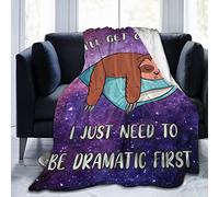 Custommixall Cute Sloth Blanket Funny Animal Print Throw Super Soft Cozy Fleece Plush Reversible Starry Space Background Bedding Blanket Size for Kids Adults Couch Sofa 50"x60"