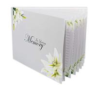 Customoffi Funeral Guest Book Hardcover Memorial Guest Book White Classic and Elegant with 15 Sheets for Names and Messages Funeral Registry (Flower Design) (Flower Design)
