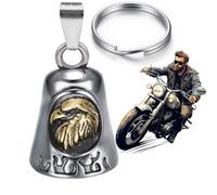 CUSTOMprivé Bell Motorcycle Eagle Gold Lucky Charm Biker Triker Guardian Gremlin Bell with Velvet Bag Stainless Steel, one size, Stainless Steel, eagle