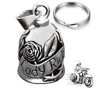 CUSTOMprivé Lady Rider Motorcycle Bell with Rose Lucky Charm Biker Triker Comes with Velvet Pouch Guardian Bell Lucky Charm Motorcycle, chrome, 28 mm x 22 mm x 22 mm