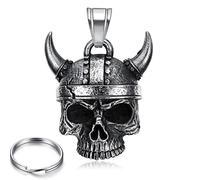 CUSTOMprivé Viking Skull Motorcycle Bell - Lucky Charm Biker Triker Guardian Bell - Comes in Velvet Case, 35 mm x 30 mm x 25 mm, Stainless Alloy
