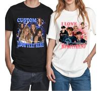 CustomSolo Personalised T Shirt with 2 Text,I Love My Girlfriend Tshirt, Valentines Gifts for Birthday Anniversary,Design Your Own I Heart Custom Shirt, Unisex/100% Cotton