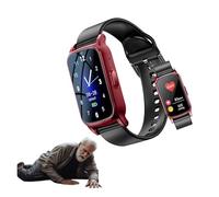 customty Senior Fall Detection Smart Watch with Sos Call & GPS, Elderly Safety Watch for Men Women, Emergency Alert Bracelet for Seniors for Thanksgiving, Halloween, Christmas, New Year's Day(Red)