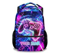 CustomWish Personalised Gamer Backpack for Boys 8-16 Years - School & Travel Bookbag - Gaming Rucksack for Teens Study & Weekend