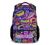CustomWish Personalised Hamburger Backpack - 17 Inch School Bag - Cute Food Themed Rucksack for Boys - Durable Middle School Bookbag