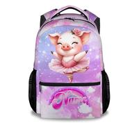 CustomWish Personalised Kids Backpack - Pig Backpack for Girls - Cute School Bookbag with Adjustable Straps - 43cm Toddler travel backpack Essentials for Elementary/Kindergarten