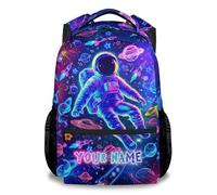 CustomWish Personalised Space Backpack - 17 Inch Kids School Bag - Galaxy Themed Rucksack for Boys - Cool Primary Bookbag with Name