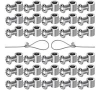 CustomyLife 30pcs 3.5mm Single Hole Wire Rope Clip, Rustproof Wire Lock Rope Cable Clamp, Adjustable Copper Cable Clip with M4*0.3 Screw for Hanging Christams String Light-Silver