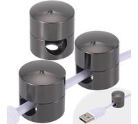 CustomyLife 3Pcs Cable Anchors for Desk, Gun Metal Cord Anchors Holder Aluminum Wire Organizers Adhesive Adjustable 2-in-1 Cord Clips Charger Cable Management for Nightstand Office Home Desktop Wall
