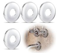 CustomyLife 4 Pack Round Escutcheon Plate, OD 2.45inch Stainless Steel Shower Flange Cover, ID 0.84inch Silver Shower Pipe Cover Replacement for Shower Arms