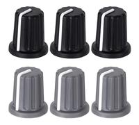 CustomyLife 6pcs 6mm D Type Potentiometer Knob, Plastic Guitar Volume Tone Rotary Knob, Bass Control Knob Replacement for Encoder Electric Guitar Speaker Mixer Board 3 Black & 3 Grey
