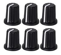 CustomyLife 6pcs 6mm Knurled Shaft Potentiometer Knob, Plastic Guitar Volume Tone Rotary Knob, Black Bass Control Knob Replacement for Encoder Electric Guitar Speaker Mixer Board