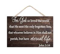 CustonCares Distressed Established Wood Sign for God So Loved The World John 3:16 Wall Art Motto Decor for Window Bible Verse Quote Wood Wall Sign Country Wall Decor Sign for Dinning Room 12x8in