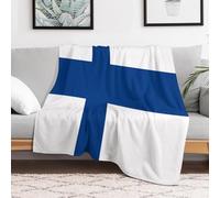 CustonCares Fleece Flannel Blanket 50"x60" Finland Flag Warm Lightweight Blanket Patriotic Vanity Gift Cozy Decor for Sofa Bed Couch Chair Or Dorm
