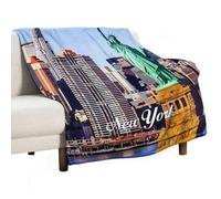 CustonCares Skyline New York City Landscape Fleece Flannel Blanket USA Street Painting State Building Blanket Breathable Comfy'' Cozy Decor for Kid Baby Boys Girls Adults 70"x80"