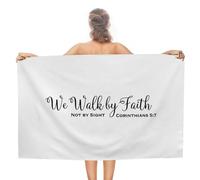 CustonCares We Walk by Faith Not by Sight Beach Towel Microfiber 31x51 Inch Christian Religious Church Phrase Travel Towel for Spa Pool Cruises Bath Picnic No-Shrink Compact Pre-Washed