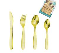 custyoulife Custom Engraved Cutlery Set, 1 Set of 4 Pieces, Stainless Steel, Modern, Rainbow, Flatware, Personalized Adult Cutlery Set, Fork, Knife, Spoon, Teaspoon (Gold Children's Cutlery)