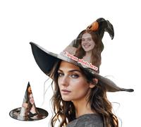 custyoulife Custom Witch Hat Wicked, Personalised Women Halloween Witch Hat, for Party Masquerade Cosplay Costume Accessory, Masquerade Style Wide Brim Gandalf Halloween.