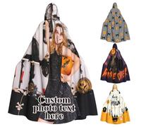 custyoulife Personalised Halloween Hooded Cloak,Custom Cosplay Vampire Cape Suitable for Halloween Theme Role Playing,Custom Your Image Text Name Logo.
