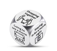 custyoulife Personalised Stainless Steel Decision Dice, Custom Blank Decision Dice with Your Own Text, for Girlfriend or Boyfriend, Anniversary Christmas Birthday, Decider Dic.