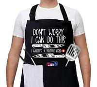 Cusugbaso Funny Aprons for Men Grill-Apron for Father's Day, Christmas, Birthday Gifts for Dad from Daughter, Son, Wife, I Watched a Youtube Video, One size