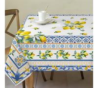 cusugbaso Lemon Tablecloth 60x84 Inch Rectangle - Italian Summer Decor for Home - Water Resistant Mediterranean Blue Bridal Summer Table Cloth Rectangle for Party,Table, Outdoor