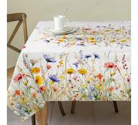 cusugbaso Spring Tablecloth 60x84 Inch - Rectangular, Floral, Polyester - Water Resistant, Wrinkle Resistant - Fits 6-8 Seats - Blooming Flower Spring Decorations for Home, Party & Outdoor