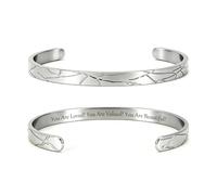 cusurlove Wood Pattern Cuff Bracelet for Women - Inspirational, Friendship, Love, Christian, Graduation, Birthday Gift for Mom, Daughter, Sister,Best Friend Meaningful Jewelry - Gift Ready, One Size