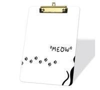 Cut Cat White Clipboards, Acrylic A4 Clipboard, Low Profile Gold Metal Clip with Retractable Hanging Tab, Desk Accessories Clip Board for Home Girl Women Teacher Nurses Students - 9 x 12.5 in