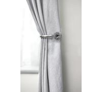 Emma Barclay, Cut Glass - Pair of Holdaback Tiebacks with End Finials in Black Silk - 20cm