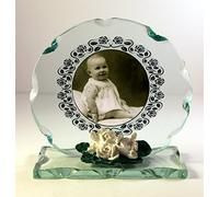 Cut Glass Personalised Baby Girl or Baby boy Christening Plaque with Your own Photograph Put on The Plaque