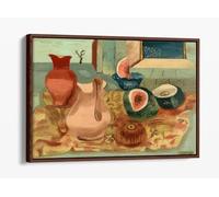 Cut melons, by Frances Hodgkins Canvas Floater Frame Print Picture Art - Walnut Frame 30 inch wide x 20 inch high