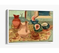 Cut melons, by Frances Hodgkins Canvas Floater Frame Print Picture Art - White Frame 24 inch wide x 16 inch high