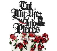 Cut My Life into Pieces Cake Topper, Goth Punk Funeral Birthday Party Decor | Funeral Birthday Halloween Cake Decorations for 30th/40th/50th, Emo Party Night, Rip To My Youth Photo Props