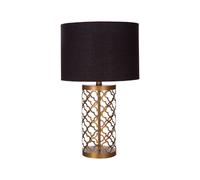 Cut-out Copper Lattice with Black Shade Table Lamp Copper