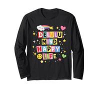 Cut Out Letters : Delulu Mind Happy Life, Ransom Note Style Long Sleeve T-Shirt