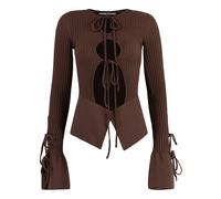 Cut-out Long-sleeve Top - female - Andrea Adamo - Long Sleeve T-Shirts - Brown - L - Tops L