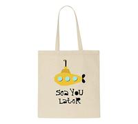 Cut out sealife submarine sea you later statement tote style shopping bag - natural