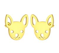 Cut-out Tiny Chihuahua Dog Earring Stainless Steel Minimalist Hand Painted Enamel Stud Earrings for Women Men Pet Chihuahua Dog Jewelry Gift (gold)